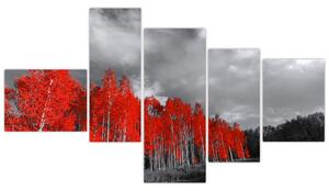 Červený les - moderný obraz (Obraz 150x85cm)