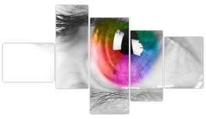 Moderný obraz: farebné oko (Obraz 150x85cm)