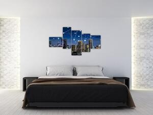 Moderný obraz: večerné mesto budúcnosti (Obraz 150x85cm)