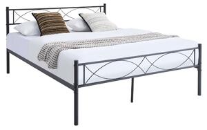 KONDELA Kovová posteľ s roštom, 160x200, čierna, STELVIA NEW