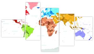 Obraz - farebná mapa sveta (Obraz 150x85cm)
