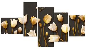 Obraz zlatých tulipánov (Obraz 150x85cm)