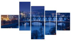 Obraz večerné Prahy (Obraz 150x85cm)