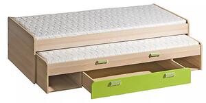 Výsuvná posteľ 80x200 s matracom Lorento 16 Ash/Zelená