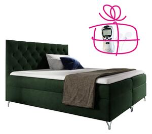 KONDELA Boxspringová posteľ, 160x200, zelená látka Velvet, GULIETTE + darček
