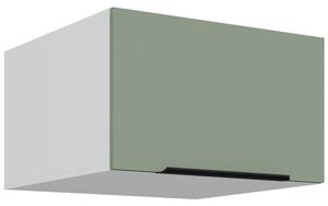 Horná hlboká skrinka s výklopnými dvierkami LUNARA - šírka 60 cm, zelená / biela