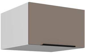Horná hlboká skrinka s výklopnými dvierkami LUNARA - šírka 60 cm, tmavo béžová / biela