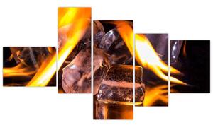 Obraz ľadových kociek v ohni (Obraz 150x85cm)