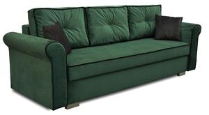 Pohovka Pele s úložným priestorom na posteľnú bielizeň Tmavo zelená