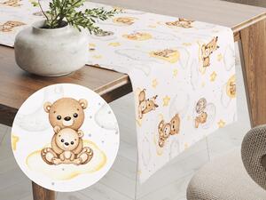 Biante Detský bavlnený behúň na stôl Sandra SA-461 Zvieratká medzi hviezdičkami na bielom 20x120 cm