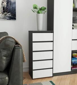 Komoda so šuplíkmi VALESTRA - tmavo šedá / biela