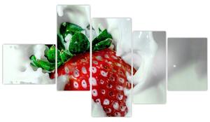 Obraz jahody v jogurte (Obraz 150x85cm)