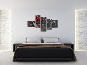 Červené kvety - moderné obrazy (Obraz 150x85cm)