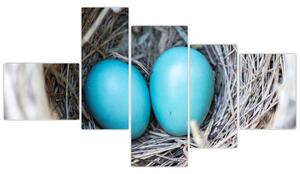 Obraz modrých vajíčok v hniezde (Obraz 150x85cm)