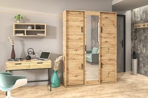 Priestranná šatníková skriňa so zrkadlom 150 cm AUREVIA - dub artisan