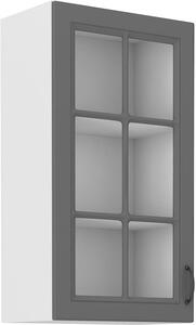 Horná skrinka do kuchyne s vitrínou STILO 40 GS-90 1F sivá/biela