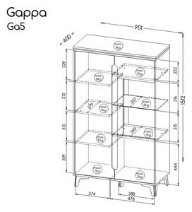 Presklená vitrína 90 cm Gappa 05 Biela/jasan