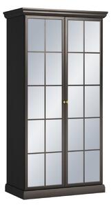 Zrkadlová šatníková skriňa 103 cm LUCARA - čiernohnedá