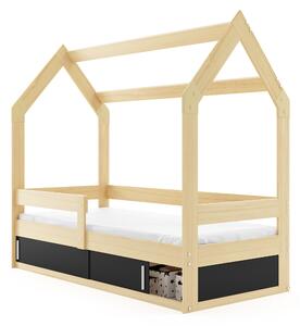 Detská posteľ 80 cm Dormo (borovica + čierna) (s roštom, matracom a úl. priestorom). Vlastná spoľahlivá doprava až k Vám domov. 1056429