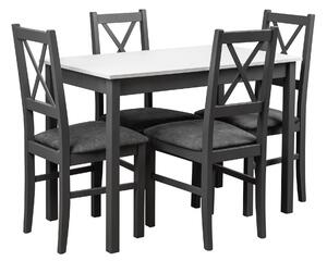 Stôl so 4 stoličkami L001 Grafitová/biela