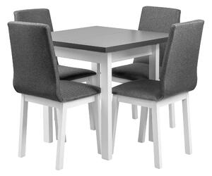 Stôl so 4 stoličkami L002 Biela/Grafitová