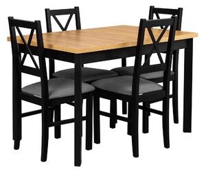 Skladací stôl so 4 stoličkami L003 Čierny/ Oak Grandson