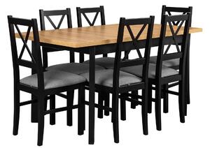 Skladací stôl so 6 stoličkami L003 Čierny/ Oak Grandson