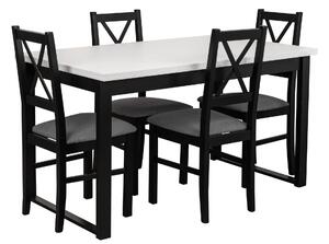 Skladací stôl so 4 stoličkami L005 Čierna/biela