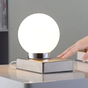 Stolná lampa Naomi so sklenenou guľou, Biela / opálová, Spálňa, Sklo, Moderný, Stolová lampa