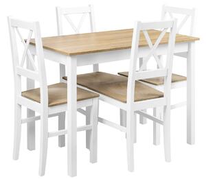Súprava stola so 4 stoličkami X001 Biely/dub Grandson