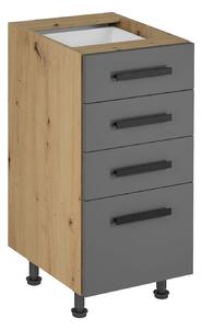 Kuchynská skrinka so šuplíkmi VALEN 2 - šírka 40 cm, dub artisan / šedá