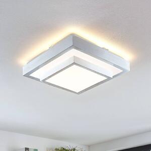 Stropné svietidlo Lindby LED Mirco, 32 cm, hranaté, hliník, Hliník / sivá / zinok, Obývacia izba / jedáleň, kov, Moderný, Stropné svetlo