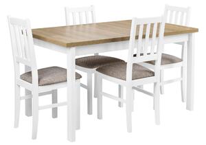 Skladací stôl so 4 stoličkami X006 Biely/dub Grandson