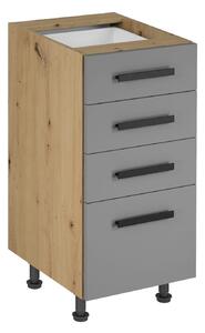 Kuchynská skrinka so šuplíkmi VALEN 2 - šírka 40 cm, dub artisan / šedobéžová