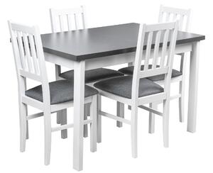 Skladací stôl so 4 stoličkami X008 Biela/Graphite