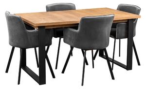 Skladací stôl so 4 stoličkami Y071 Čierny/Oak Lefkas