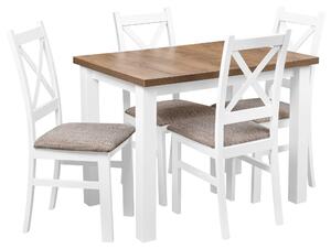Stôl so 4 stoličkami Z040 Biela/Oak lefkas