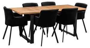 Stôl so 6 stoličkami Y061 Čierny/Oak Lefkas