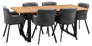 Skladací stôl so 6 stoličkami Y071 Čierny/Oak Lefkas