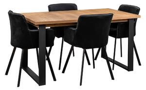 Stôl so 4 stoličkami Y061 Čierny/Oak Lefkas