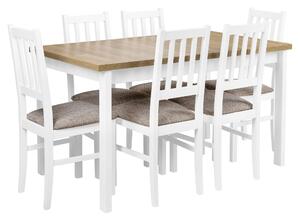 Skladací stôl so 6 stoličkami X006 Biely/dub Grandson