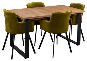 Loftový stôl so 4 stoličkami Y051 Čierny/Oak Lefkas