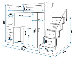 Poschodová posteľ 80 x 200 cm Moxxo 4 (biela + zelená) (s roštami, matracmi a úl. priestorom). Vlastná spoľahlivá doprava až k Vám domov. 1056479