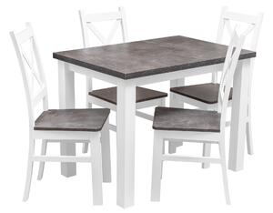 Stôl so 4 stoličkami Z052 Biely/betón