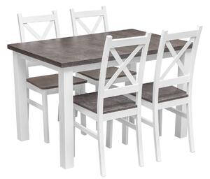 Stôl so 4 stoličkami Z062 Biely/betón