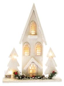 Drevený LED domček Christmas cottage biela, 36 x 27 x 7 cm
