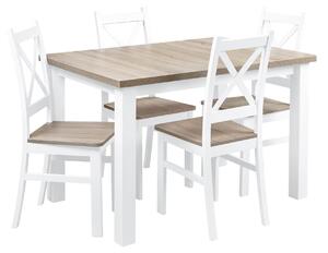 Stôl so 4 stoličkami Z059 Biela/Sonoma Oak