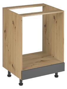 Kuchynská skrinka pre vstavanú rúru VALEN - šírka 60 cm, dub artisan / šedá
