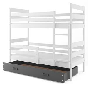 Poschodová posteľ 80 x 160 cm Eril B (biela + grafit) (s roštami, matracmi a úl. priestorom). Vlastná spoľahlivá doprava až k Vám domov. 1056541
