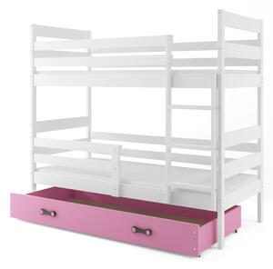 Poschodová posteľ 80 x 160 cm Eril B (biela + ružová) (s roštami, matracmi a úl. priestorom). Vlastná spoľahlivá doprava až k Vám domov. 1056543